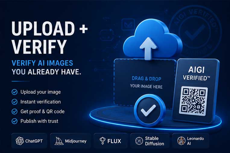 Upload AI image to create AIGI Verified proof